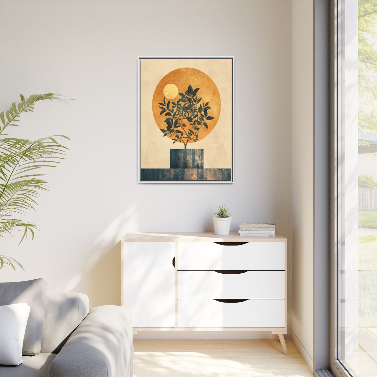 Framed Art Print of Botanical Design, Modern Wall Decor, Home Aesthetic, Gift for Art Lovers, Minimalist Artwork, Elegant Living Room Accent