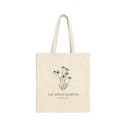 Floral Love Tote Bag, Eco-Friendly Shopper, Gift for Her, Beach Bag, Grocery Tote, Sustainable Fashion