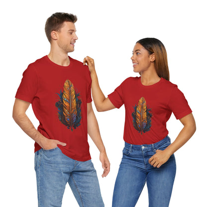 Artistic Feather T-Shirt | Unisex Short Sleeve Tee for Nature Lovers | Casual Wear, Gift for Men/Women, Boho Style, Outdoor Activities