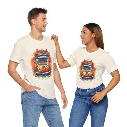 Vintage VW Bus Art Tee - Retro Van Shirt, Gift for Road Trip Lovers, Adventure Wear, Casual Summer Outing, Festival Outfit