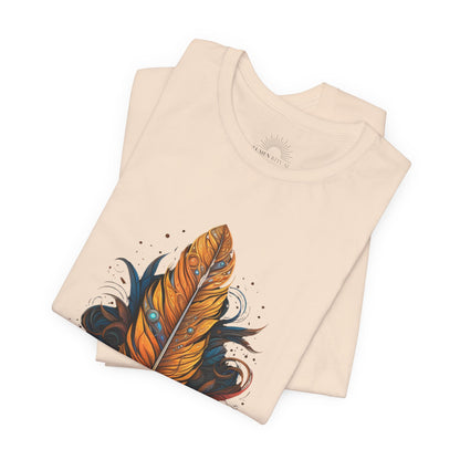 Artistic Feather T-Shirt | Unisex Short Sleeve Tee for Nature Lovers | Casual Wear, Gift for Men/Women, Boho Style, Outdoor Activities