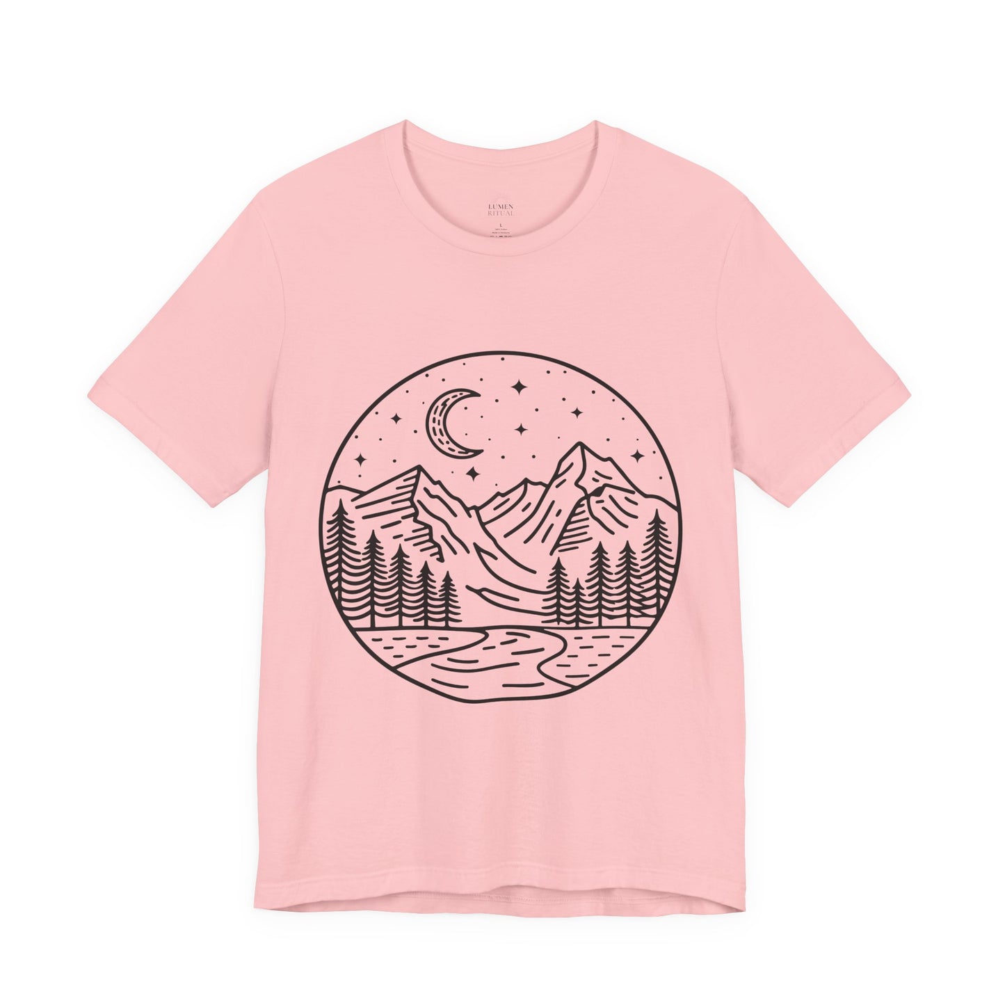 Mountain Nightscape Tee, Nature Lover Shirt, Camping Apparel, Adventure Outfit, Unisex Graphic Tee