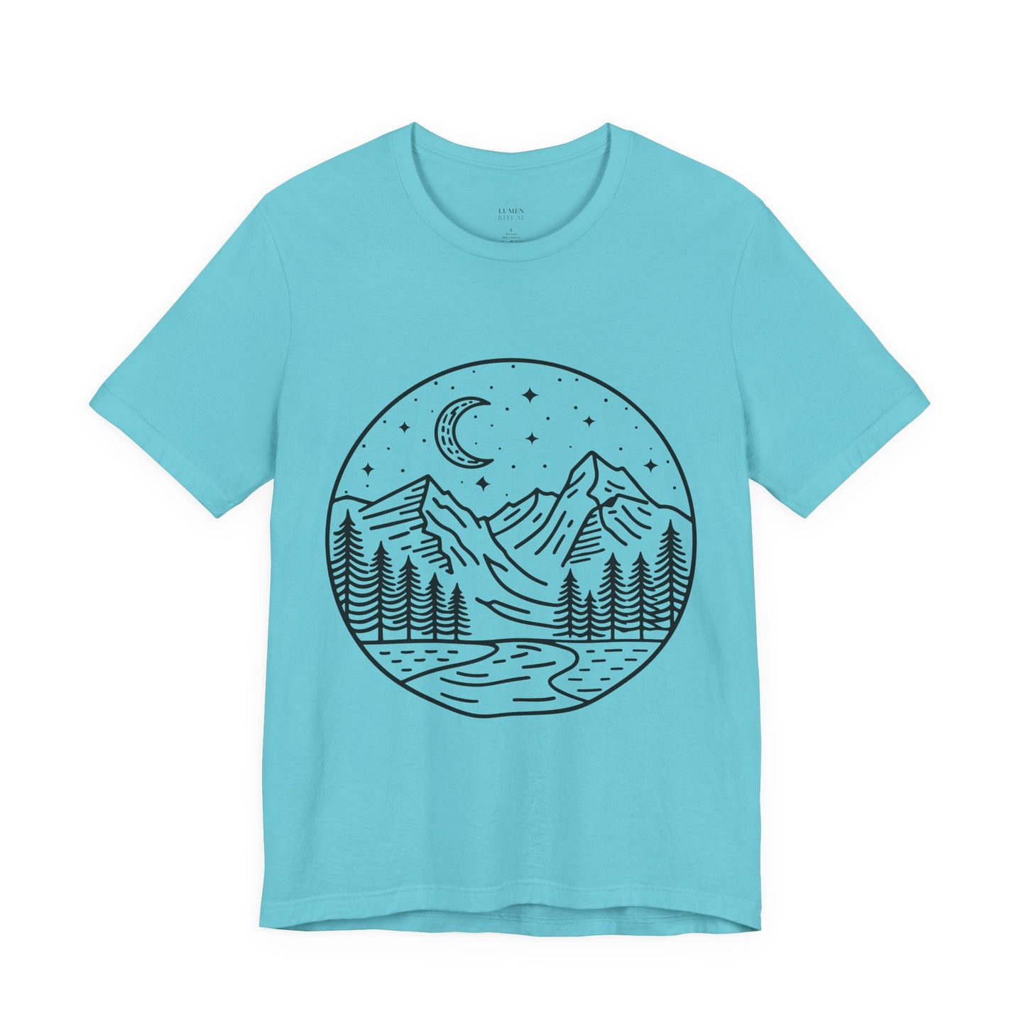 Mountain Nightscape Tee, Nature Lover Shirt, Camping Apparel, Adventure Outfit, Unisex Graphic Tee