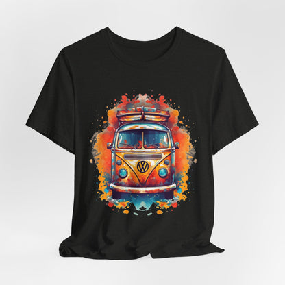 Vintage VW Bus Art Tee - Retro Van Shirt, Gift for Road Trip Lovers, Adventure Wear, Casual Summer Outing, Festival Outfit