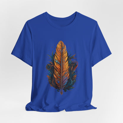 Artistic Feather T-Shirt | Unisex Short Sleeve Tee for Nature Lovers | Casual Wear, Gift for Men/Women, Boho Style, Outdoor Activities
