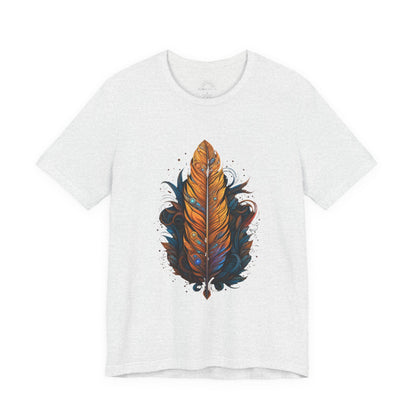 Artistic Feather T-Shirt | Unisex Short Sleeve Tee for Nature Lovers | Casual Wear, Gift for Men/Women, Boho Style, Outdoor Activities