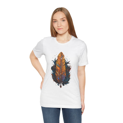 Artistic Feather T-Shirt | Unisex Short Sleeve Tee for Nature Lovers | Casual Wear, Gift for Men/Women, Boho Style, Outdoor Activities