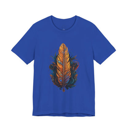 Artistic Feather T-Shirt | Unisex Short Sleeve Tee for Nature Lovers | Casual Wear, Gift for Men/Women, Boho Style, Outdoor Activities