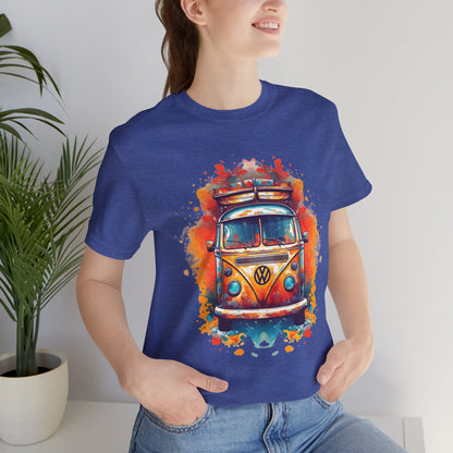 Vintage VW Bus Art Tee - Retro Van Shirt, Gift for Road Trip Lovers, Adventure Wear, Casual Summer Outing, Festival Outfit