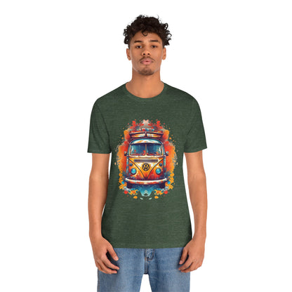 Vintage VW Bus Art Tee - Retro Van Shirt, Gift for Road Trip Lovers, Adventure Wear, Casual Summer Outing, Festival Outfit