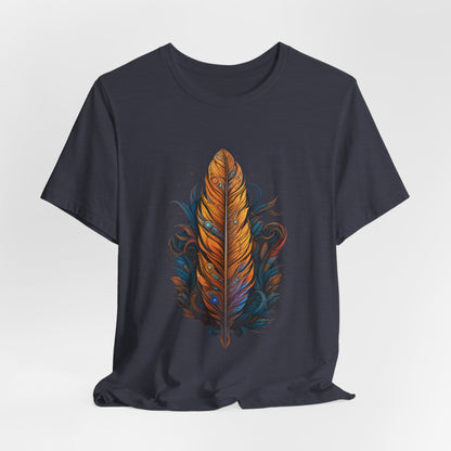 Artistic Feather T-Shirt | Unisex Short Sleeve Tee for Nature Lovers | Casual Wear, Gift for Men/Women, Boho Style, Outdoor Activities