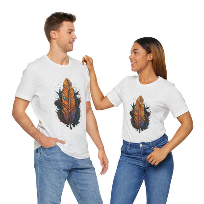 Artistic Feather T-Shirt | Unisex Short Sleeve Tee for Nature Lovers | Casual Wear, Gift for Men/Women, Boho Style, Outdoor Activities