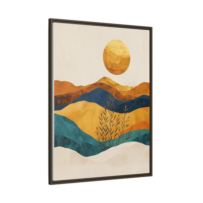 Framed Matte Canvas Wall Art, Boho Decor, Sun and Mountains, Home Gallery, Unique Gift, Cozy Atmosphere, Nature-Inspired