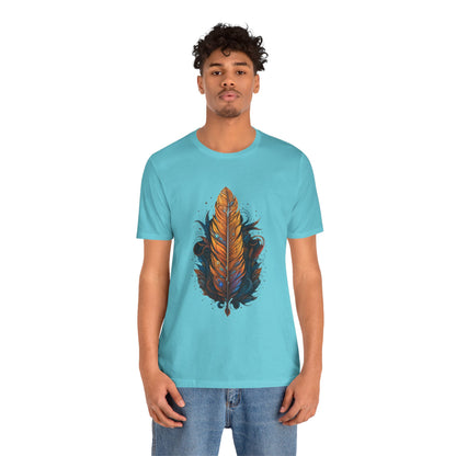 Artistic Feather T-Shirt | Unisex Short Sleeve Tee for Nature Lovers | Casual Wear, Gift for Men/Women, Boho Style, Outdoor Activities