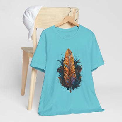 Artistic Feather T-Shirt | Unisex Short Sleeve Tee for Nature Lovers | Casual Wear, Gift for Men/Women, Boho Style, Outdoor Activities