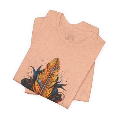Artistic Feather T-Shirt | Unisex Short Sleeve Tee for Nature Lovers | Casual Wear, Gift for Men/Women, Boho Style, Outdoor Activities