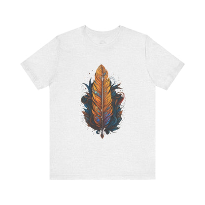 Artistic Feather T-Shirt | Unisex Short Sleeve Tee for Nature Lovers | Casual Wear, Gift for Men/Women, Boho Style, Outdoor Activities