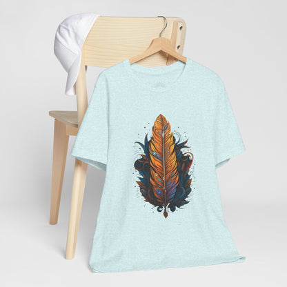 Artistic Feather T-Shirt | Unisex Short Sleeve Tee for Nature Lovers | Casual Wear, Gift for Men/Women, Boho Style, Outdoor Activities