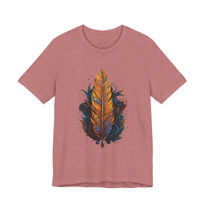 Artistic Feather T-Shirt | Unisex Short Sleeve Tee for Nature Lovers | Casual Wear, Gift for Men/Women, Boho Style, Outdoor Activities