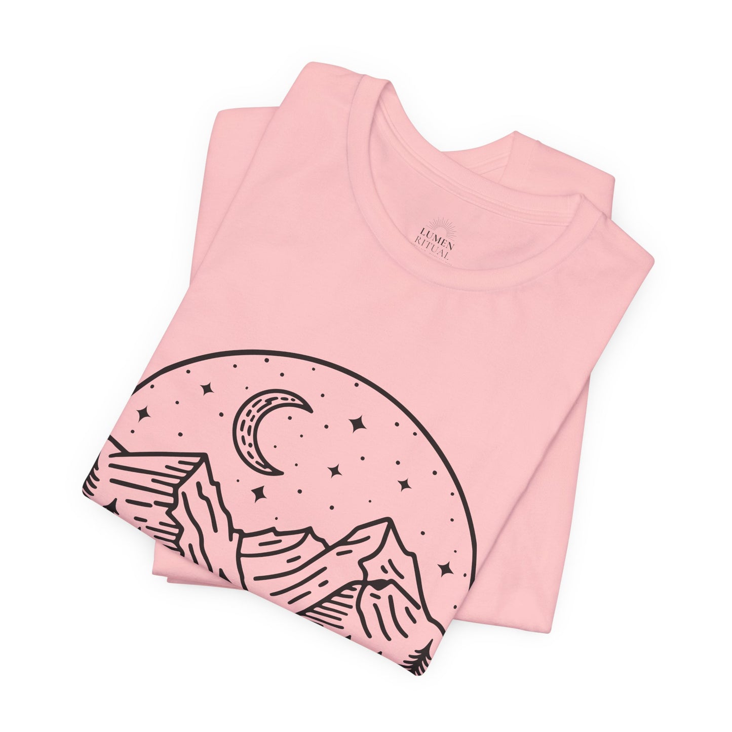 Mountain Nightscape Tee, Nature Lover Shirt, Camping Apparel, Adventure Outfit, Unisex Graphic Tee