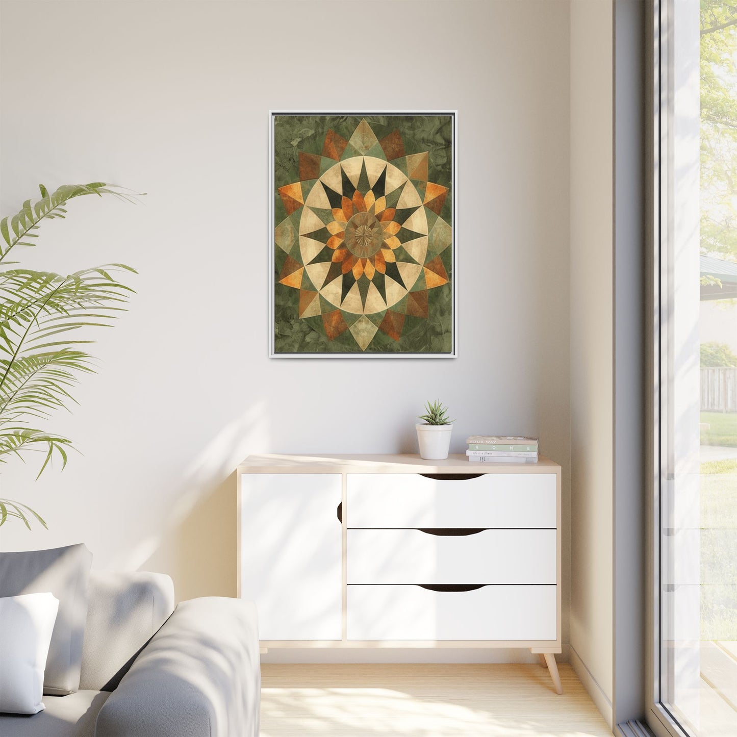 Framed Art Print - Vibrant Geometric Wall Decor for Home, Kitchen, Living Room, Gift for Housewarming, Modern Artwork