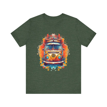 Vintage VW Bus Art Tee - Retro Van Shirt, Gift for Road Trip Lovers, Adventure Wear, Casual Summer Outing, Festival Outfit
