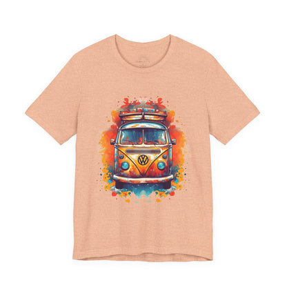Vintage VW Bus Art Tee - Retro Van Shirt, Gift for Road Trip Lovers, Adventure Wear, Casual Summer Outing, Festival Outfit