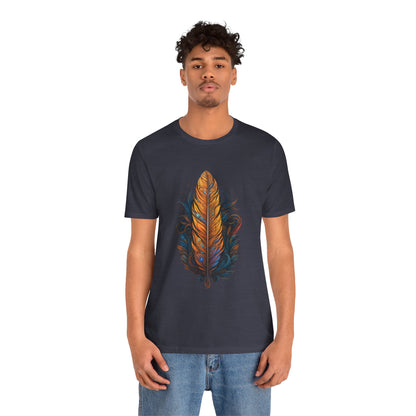 Artistic Feather T-Shirt | Unisex Short Sleeve Tee for Nature Lovers | Casual Wear, Gift for Men/Women, Boho Style, Outdoor Activities