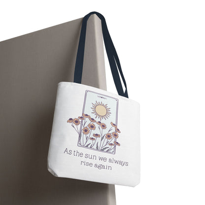Sunrise Floral Tote Bag, Inspirational Tote, Eco-Friendly Bag, Gift for Her, Boho Style Bag, Everyday Use, Canvas Tote