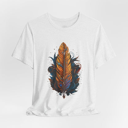 Artistic Feather T-Shirt | Unisex Short Sleeve Tee for Nature Lovers | Casual Wear, Gift for Men/Women, Boho Style, Outdoor Activities