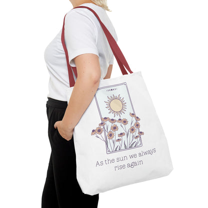 Sunrise Floral Tote Bag, Inspirational Tote, Eco-Friendly Bag, Gift for Her, Boho Style Bag, Everyday Use, Canvas Tote