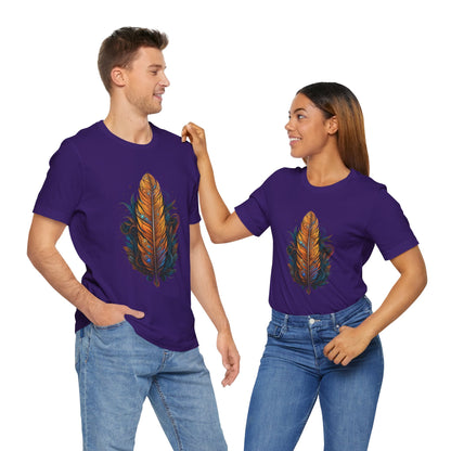 Artistic Feather T-Shirt | Unisex Short Sleeve Tee for Nature Lovers | Casual Wear, Gift for Men/Women, Boho Style, Outdoor Activities