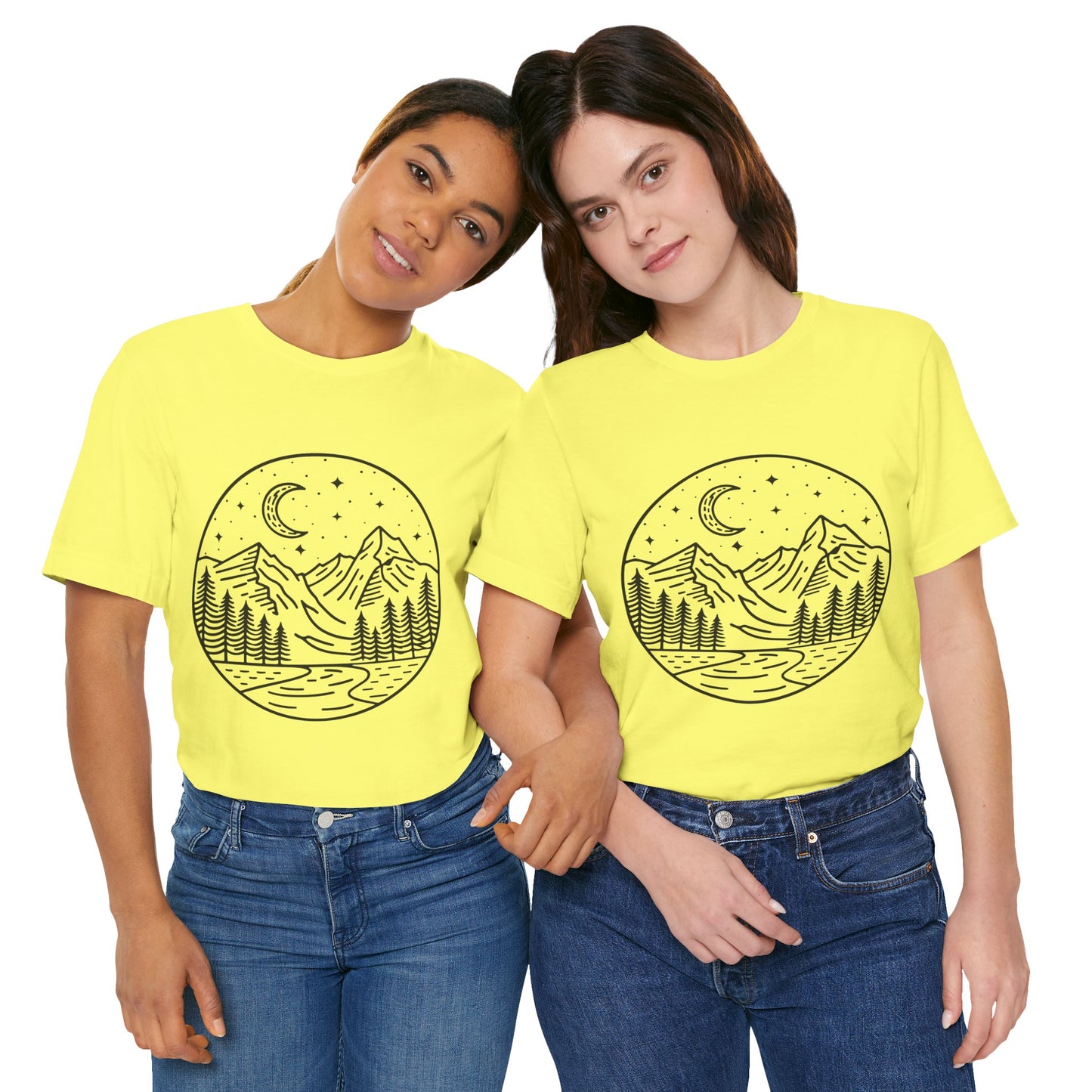 Mountain Nightscape Tee, Nature Lover Shirt, Camping Apparel, Adventure Outfit, Unisex Graphic Tee