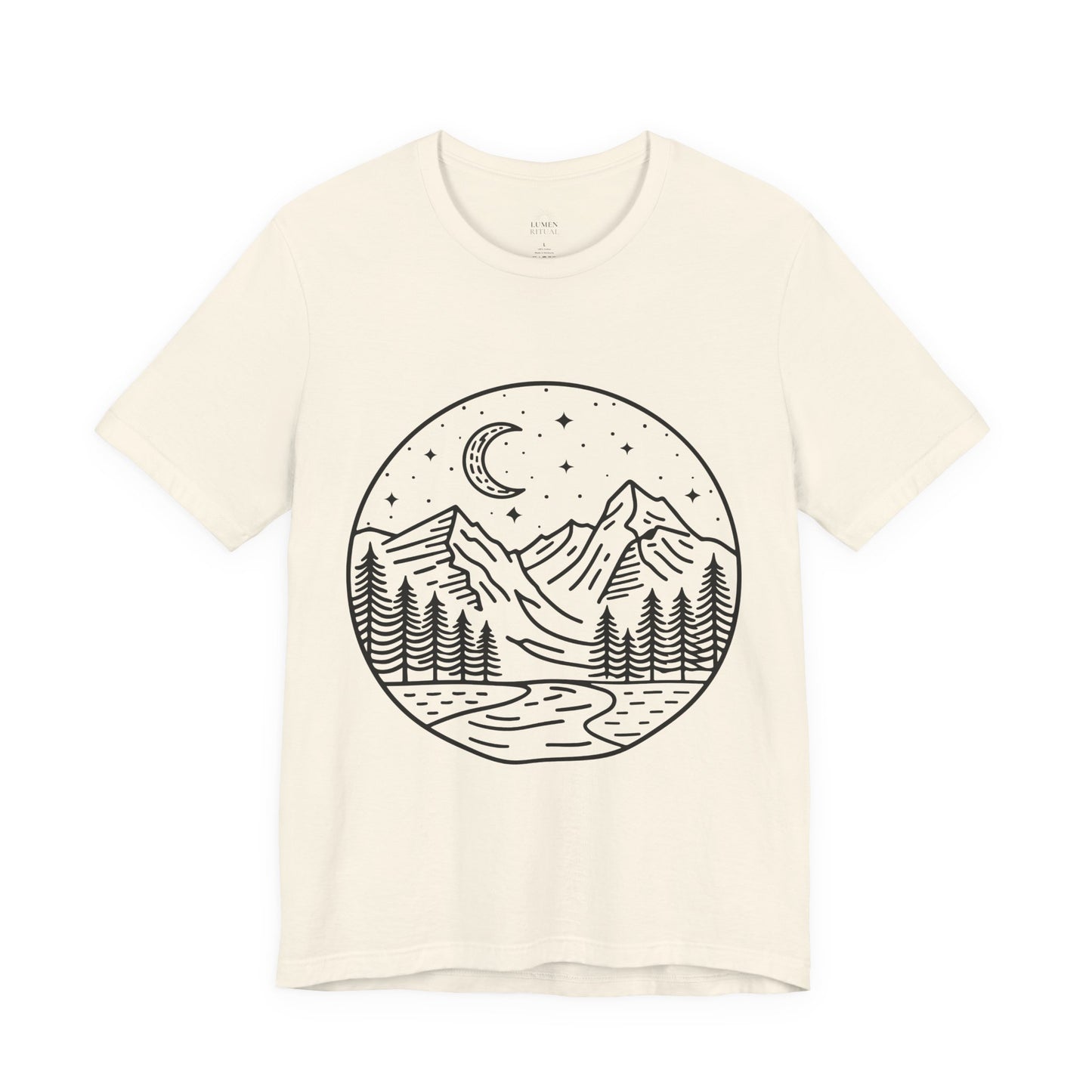 Mountain Nightscape Tee, Nature Lover Shirt, Camping Apparel, Adventure Outfit, Unisex Graphic Tee