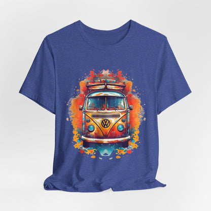 Vintage VW Bus Art Tee - Retro Van Shirt, Gift for Road Trip Lovers, Adventure Wear, Casual Summer Outing, Festival Outfit