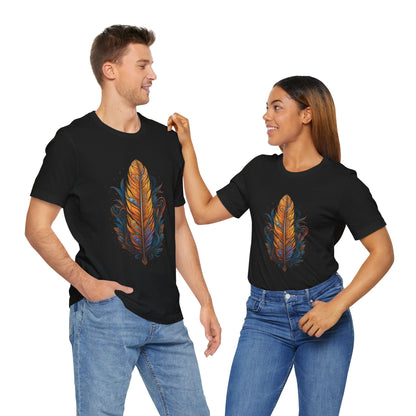 Artistic Feather T-Shirt | Unisex Short Sleeve Tee for Nature Lovers | Casual Wear, Gift for Men/Women, Boho Style, Outdoor Activities
