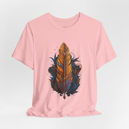 Artistic Feather T-Shirt | Unisex Short Sleeve Tee for Nature Lovers | Casual Wear, Gift for Men/Women, Boho Style, Outdoor Activities