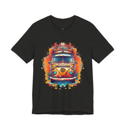 Vintage VW Bus Art Tee - Retro Van Shirt, Gift for Road Trip Lovers, Adventure Wear, Casual Summer Outing, Festival Outfit