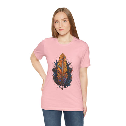 Artistic Feather T-Shirt | Unisex Short Sleeve Tee for Nature Lovers | Casual Wear, Gift for Men/Women, Boho Style, Outdoor Activities