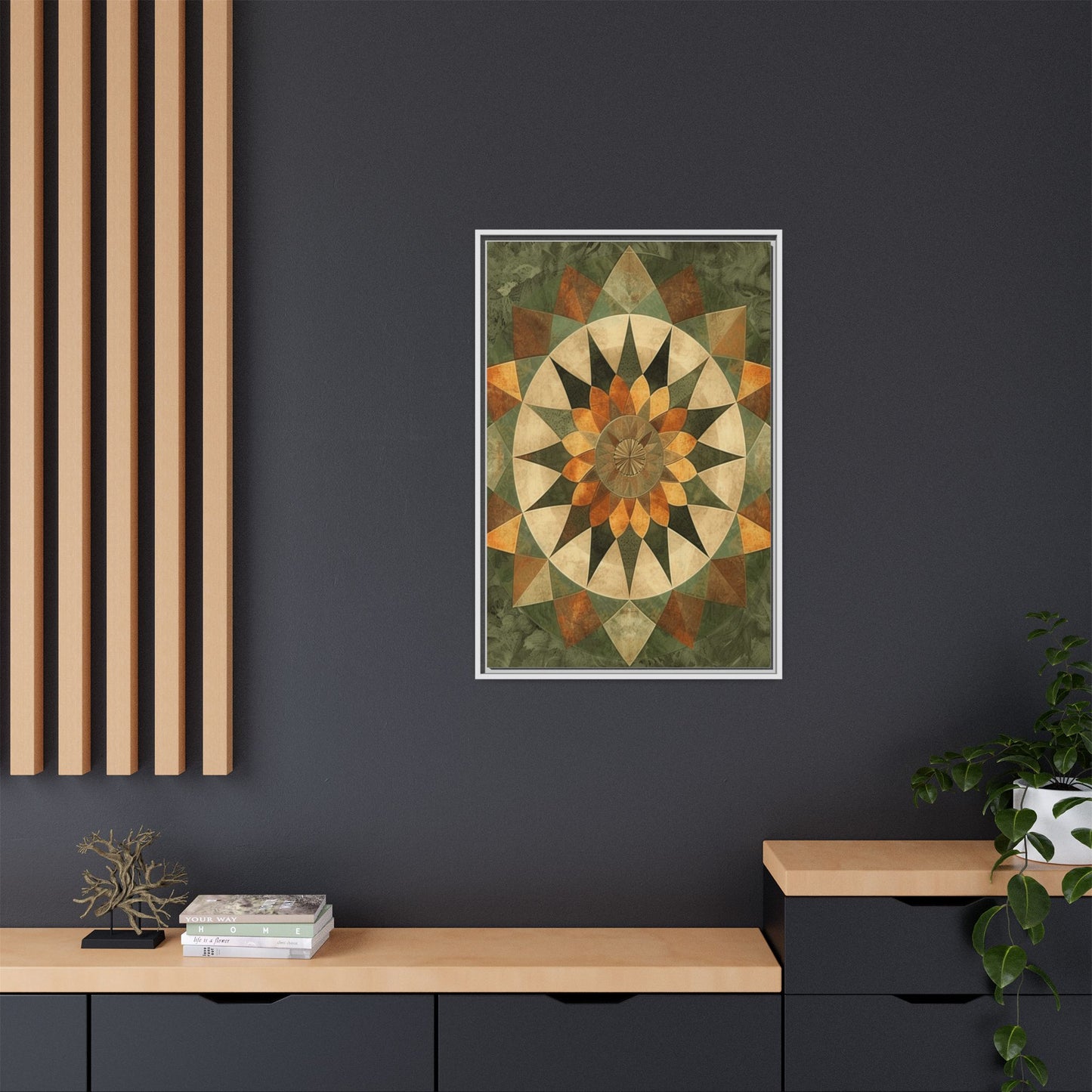 Framed Art Print - Vibrant Geometric Wall Decor for Home, Kitchen, Living Room, Gift for Housewarming, Modern Artwork
