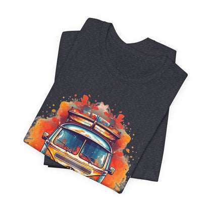 Vintage VW Bus Art Tee - Retro Van Shirt, Gift for Road Trip Lovers, Adventure Wear, Casual Summer Outing, Festival Outfit
