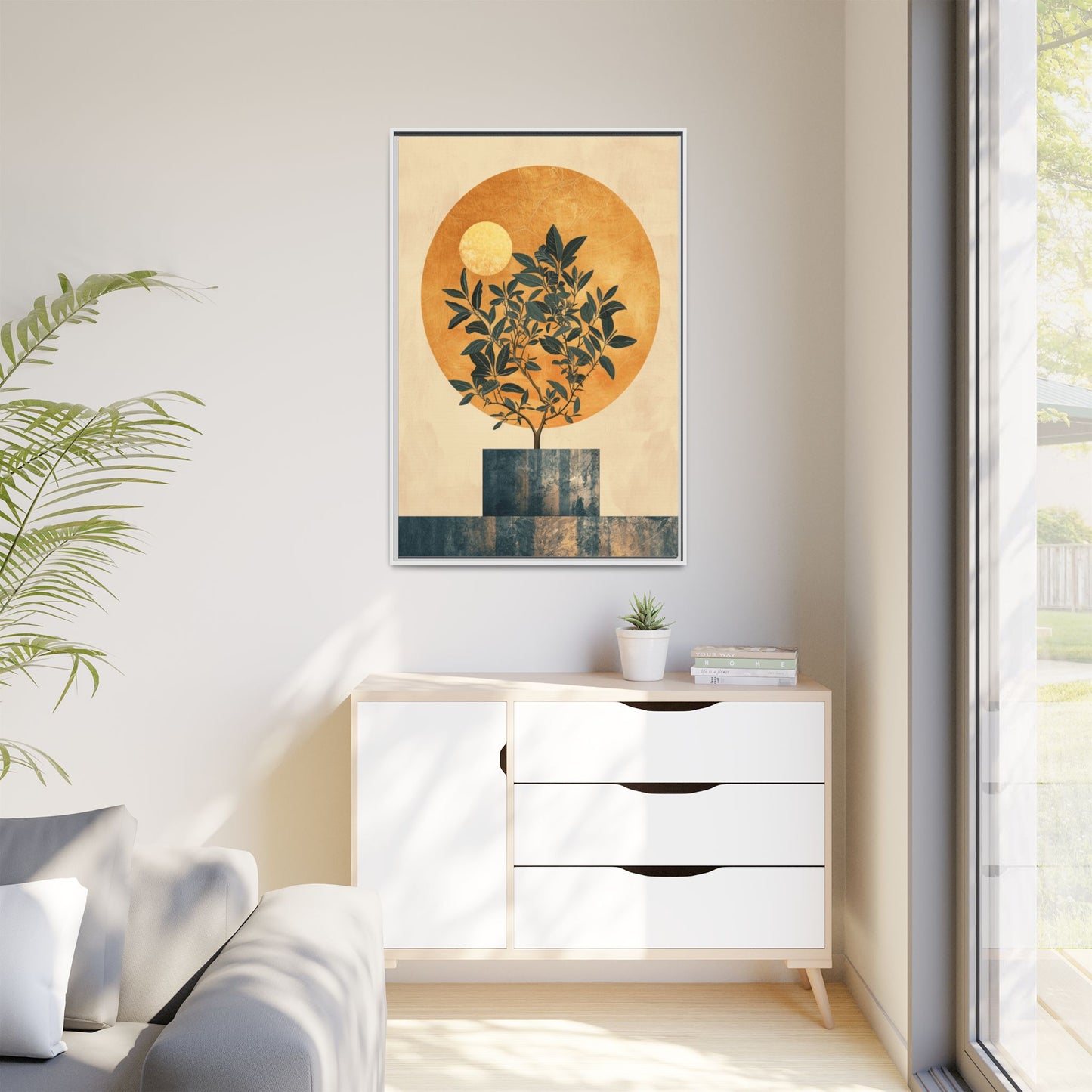 Framed Art Print of Botanical Design, Modern Wall Decor, Home Aesthetic, Gift for Art Lovers, Minimalist Artwork, Elegant Living Room Accent
