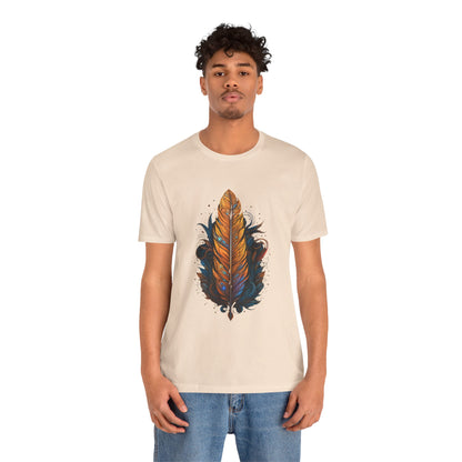 Artistic Feather T-Shirt | Unisex Short Sleeve Tee for Nature Lovers | Casual Wear, Gift for Men/Women, Boho Style, Outdoor Activities
