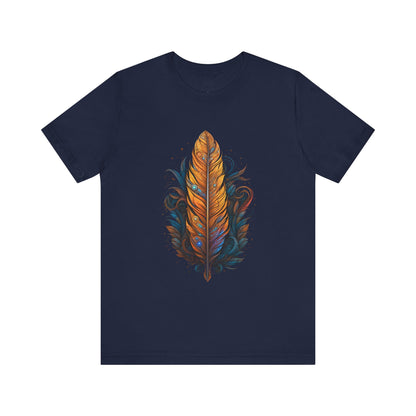 Artistic Feather T-Shirt | Unisex Short Sleeve Tee for Nature Lovers | Casual Wear, Gift for Men/Women, Boho Style, Outdoor Activities