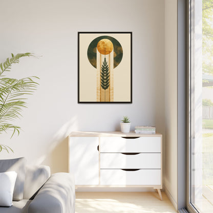 Framed Matte Canvas Art Print, Bohemian Wall Decor, Nature-Inspired Home Art, Botanical Print for Living Room, Gift for Art Lovers