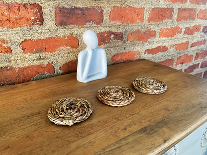 The 'Stillness' Hand-Coiled Reed Coasters (Set of 3)