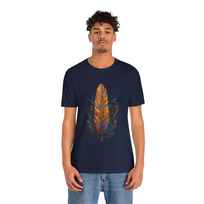 Artistic Feather T-Shirt | Unisex Short Sleeve Tee for Nature Lovers | Casual Wear, Gift for Men/Women, Boho Style, Outdoor Activities
