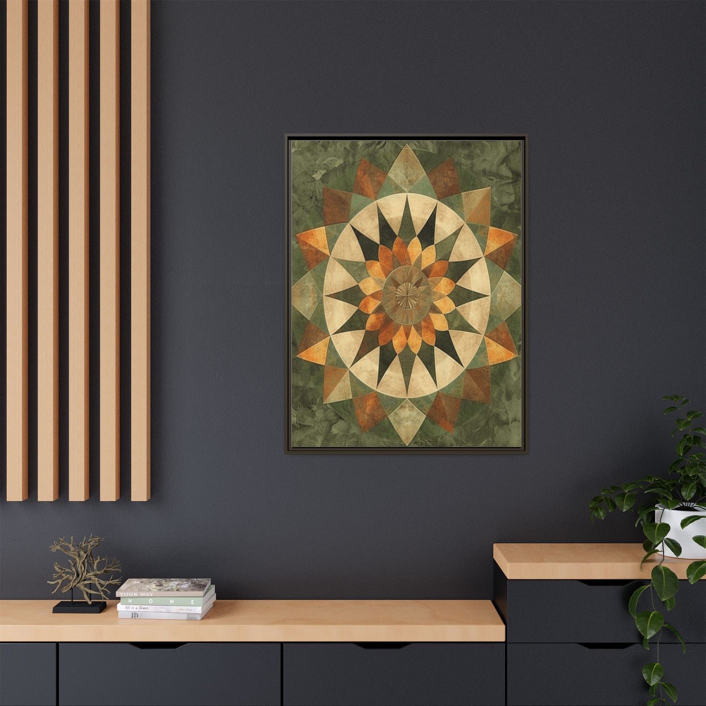 Framed Art Print - Vibrant Geometric Wall Decor for Home, Kitchen, Living Room, Gift for Housewarming, Modern Artwork