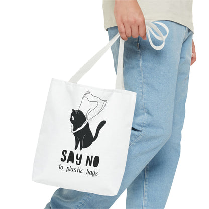 Eco-Friendly Cat Lover Tote Bag | Say No to Plastic Bags, Reusable Shopping Bag, Gift for Cat Lovers, Sustainable Fashion, Cute Cat Design