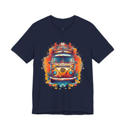 Vintage VW Bus Art Tee - Retro Van Shirt, Gift for Road Trip Lovers, Adventure Wear, Casual Summer Outing, Festival Outfit